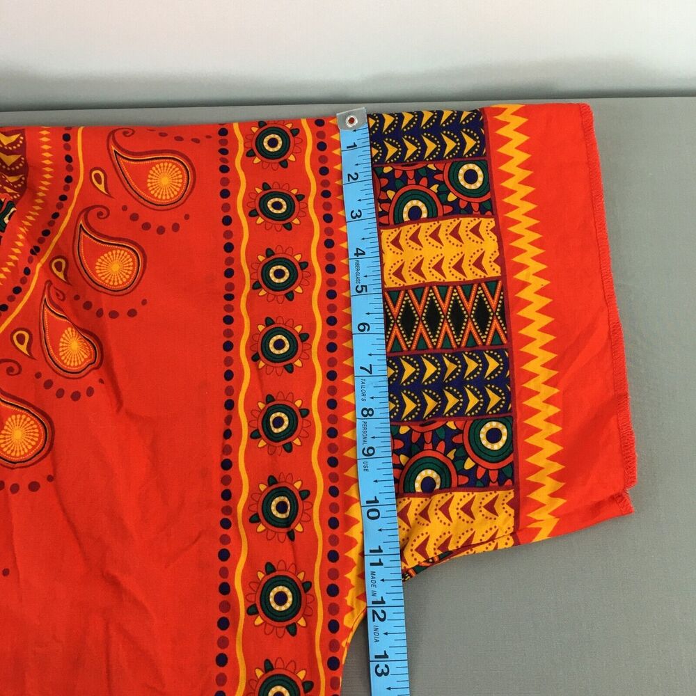 SPIRIT HALLOWEEN Dashiki Tribal Caftan SHIRT HIPPIE ETHNIC ORANGE Men Sz L/XL - Picture 14 of 16